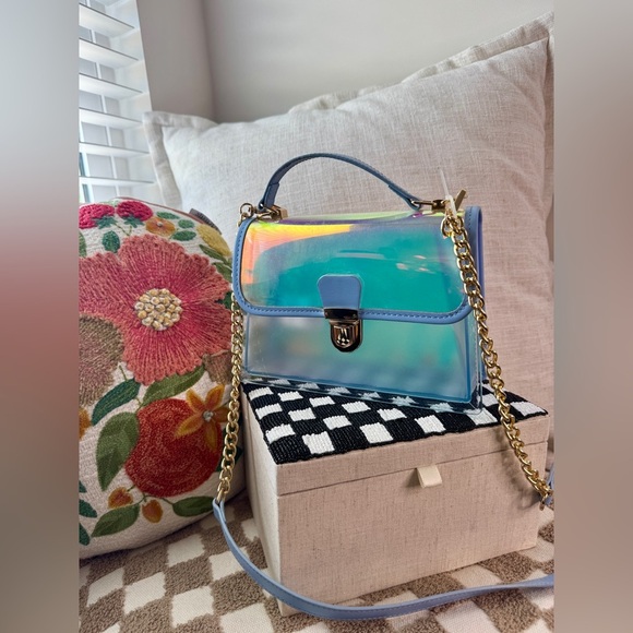 Holographic Blue Crossbody Bag New Without Tags - Picture 4 of 5